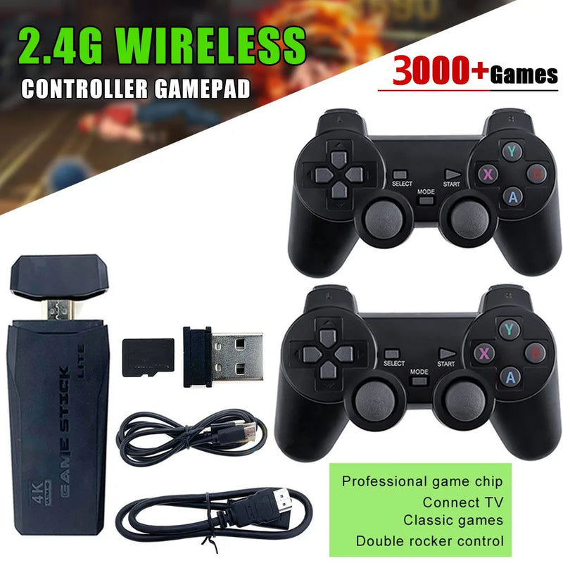 Video Game Console 2.4G Double Wireless Game Stick 4K 10000 Games 64 32GB Retro Games