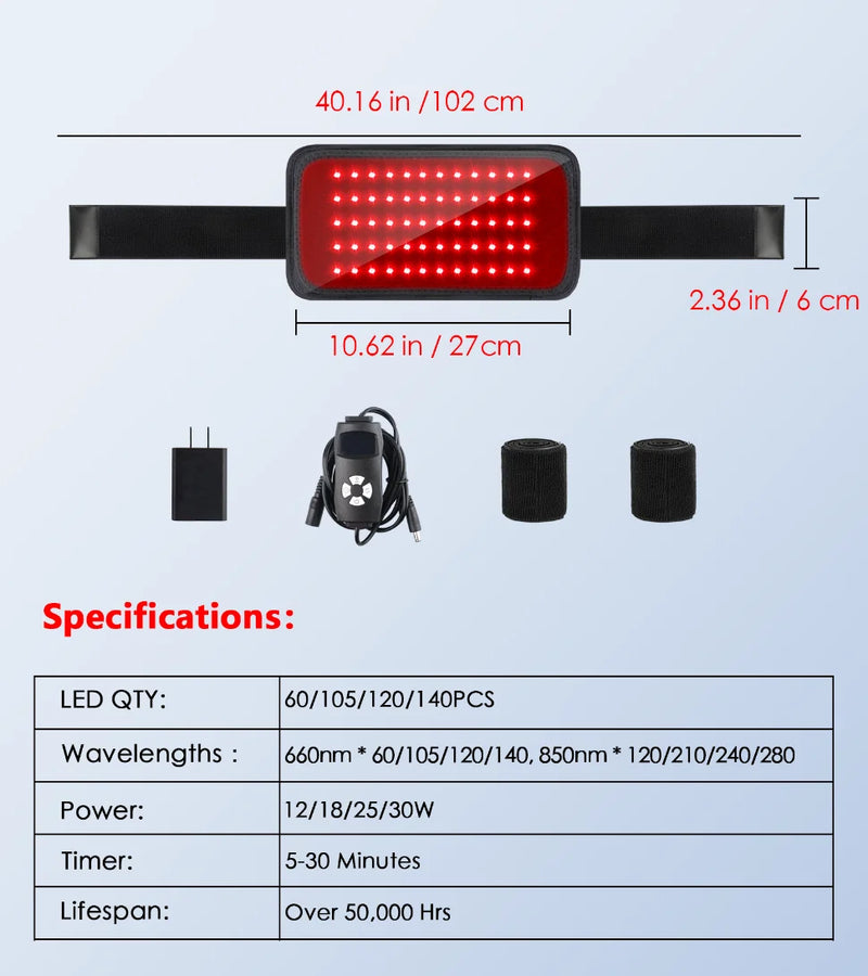 Faixa de terapia de luz vermelha LED 660nm e 850nm A terapia de luz infravermelha próxima é usada para relaxar os músculos e melhorar a circulação sanguínea