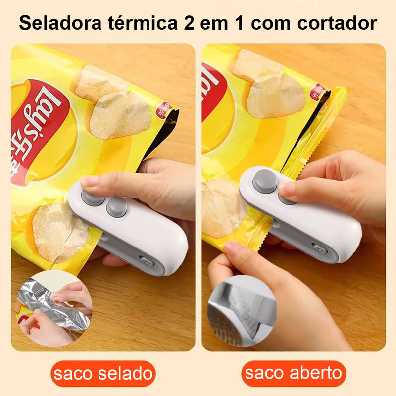 Mini selador de embalagens! Prático, fácil e útil!