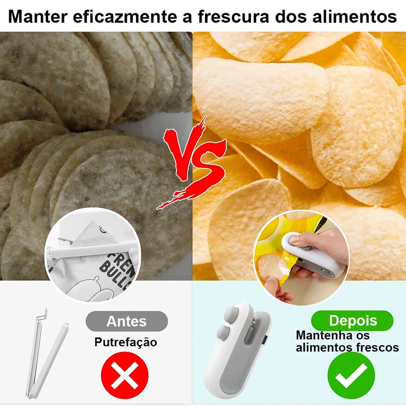 Mini selador de embalagens! Prático, fácil e útil!