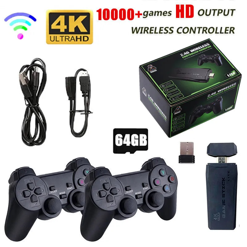 Video Game Console 2.4G Double Wireless Game Stick 4K 10000 Games 64 32GB Retro Games